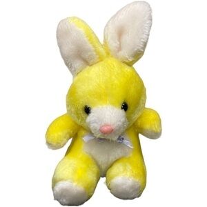 Vintage Nanco Yellow Bunny Rabbit Plush Easter 8” Stuffed Animal Glass Eyes